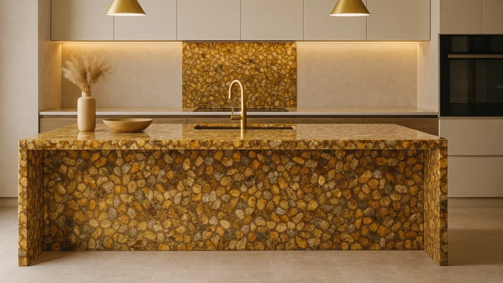 Subh Gemstones Fossil Agate Kitchen Island