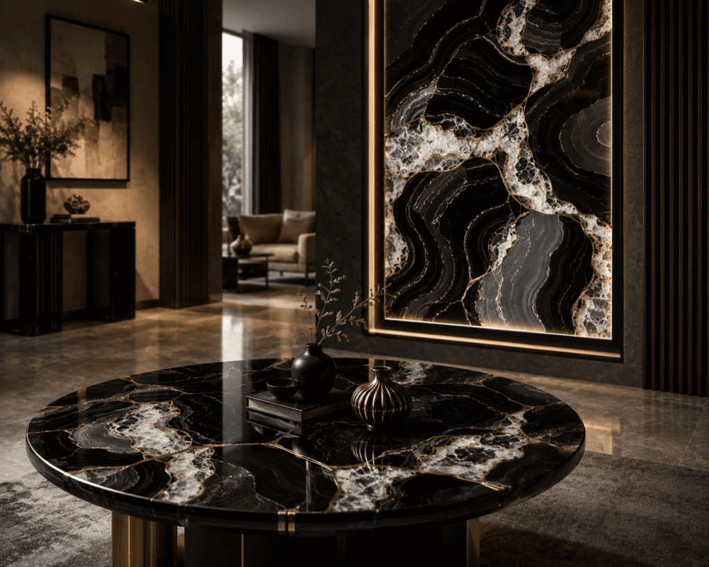 Black Agate Inlay Work