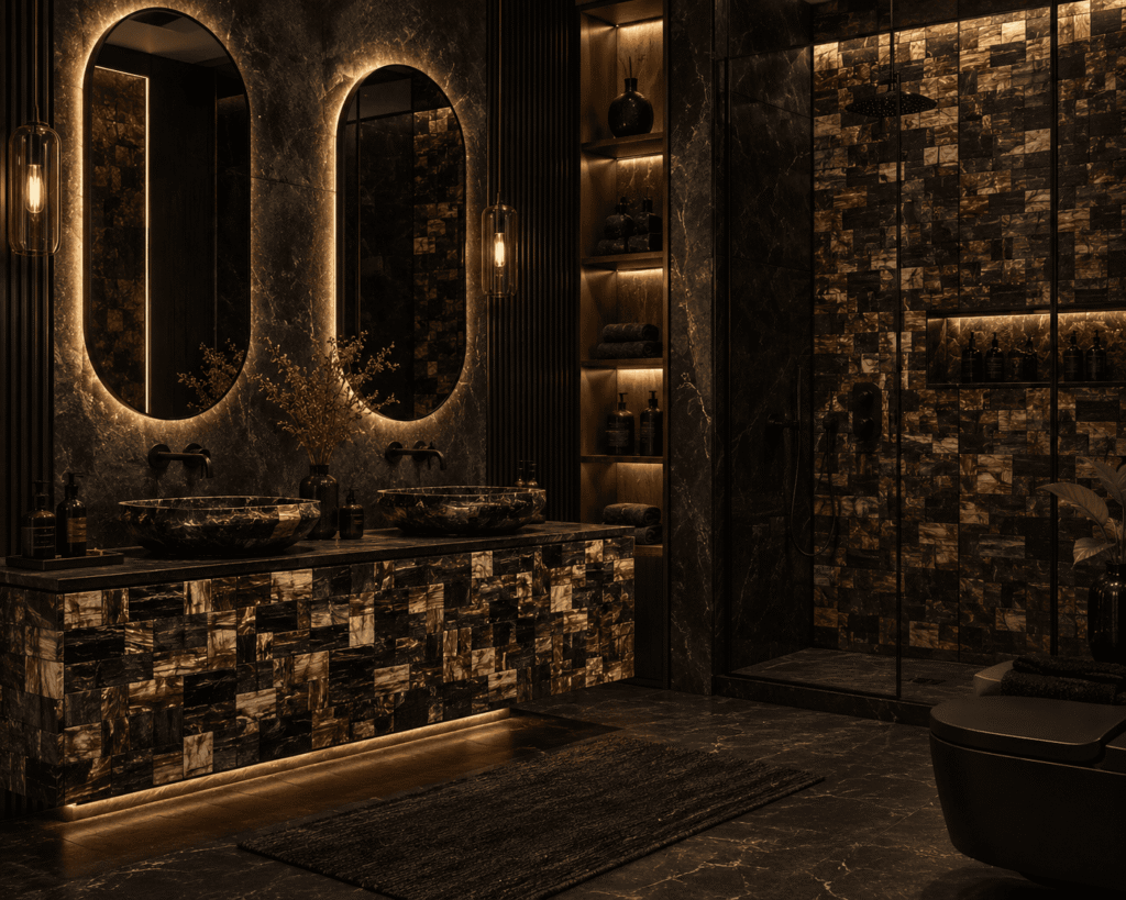 Black Petrified Retro Bathroom and Bathroom Vanities
