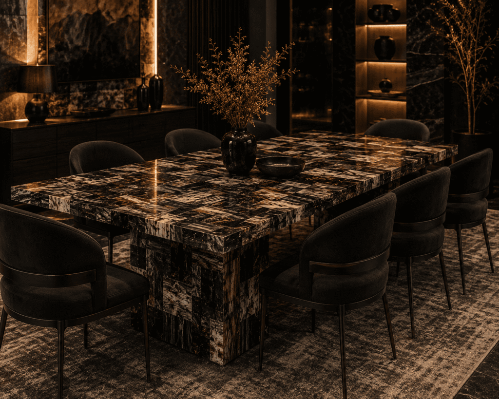 Black Petrified Retro Dining Table