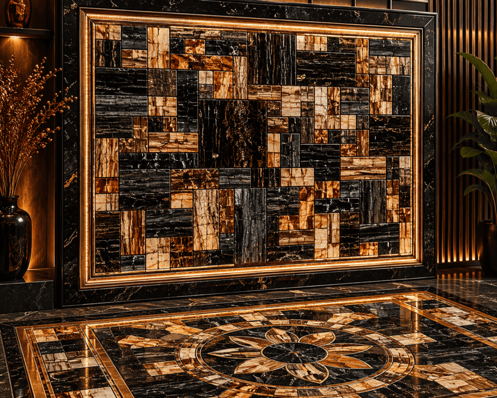 Black Petrified Retro Inlay Work