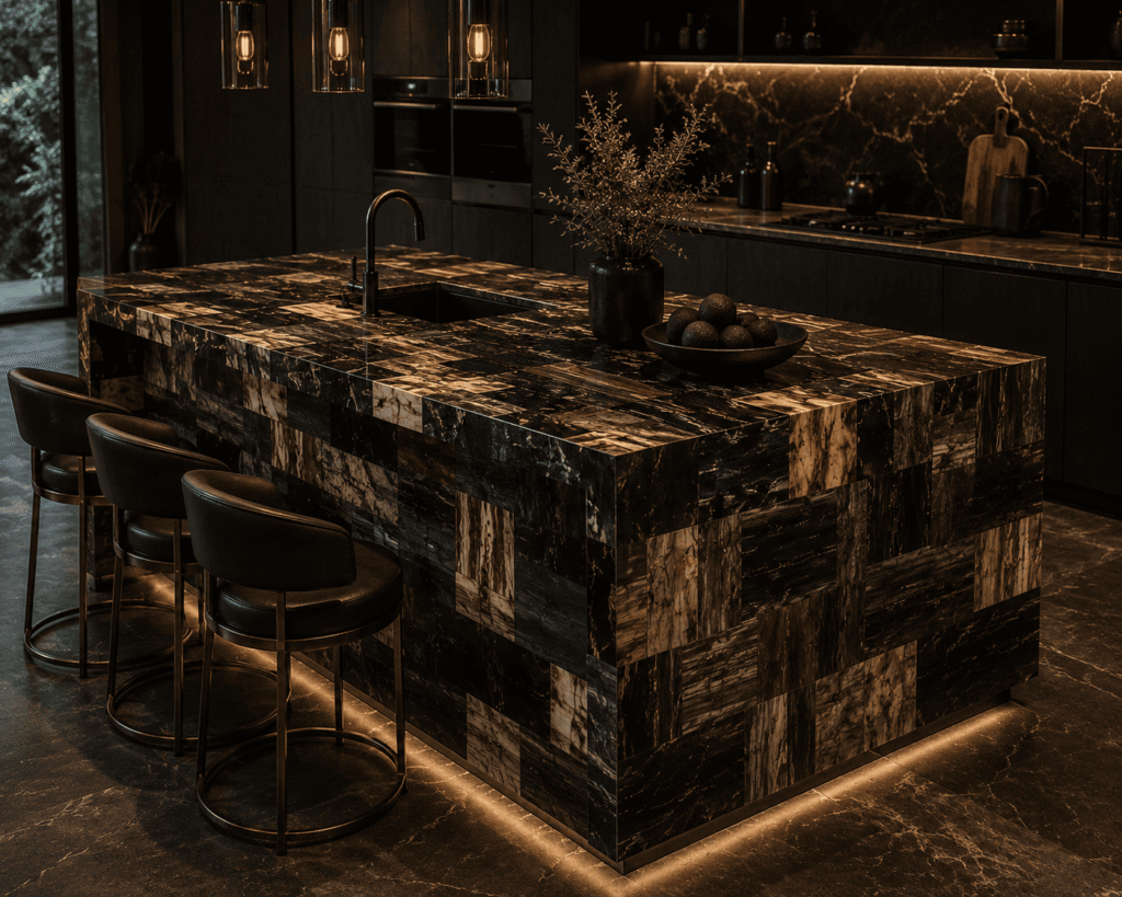 Black Petrified Retro Kitchen Island
