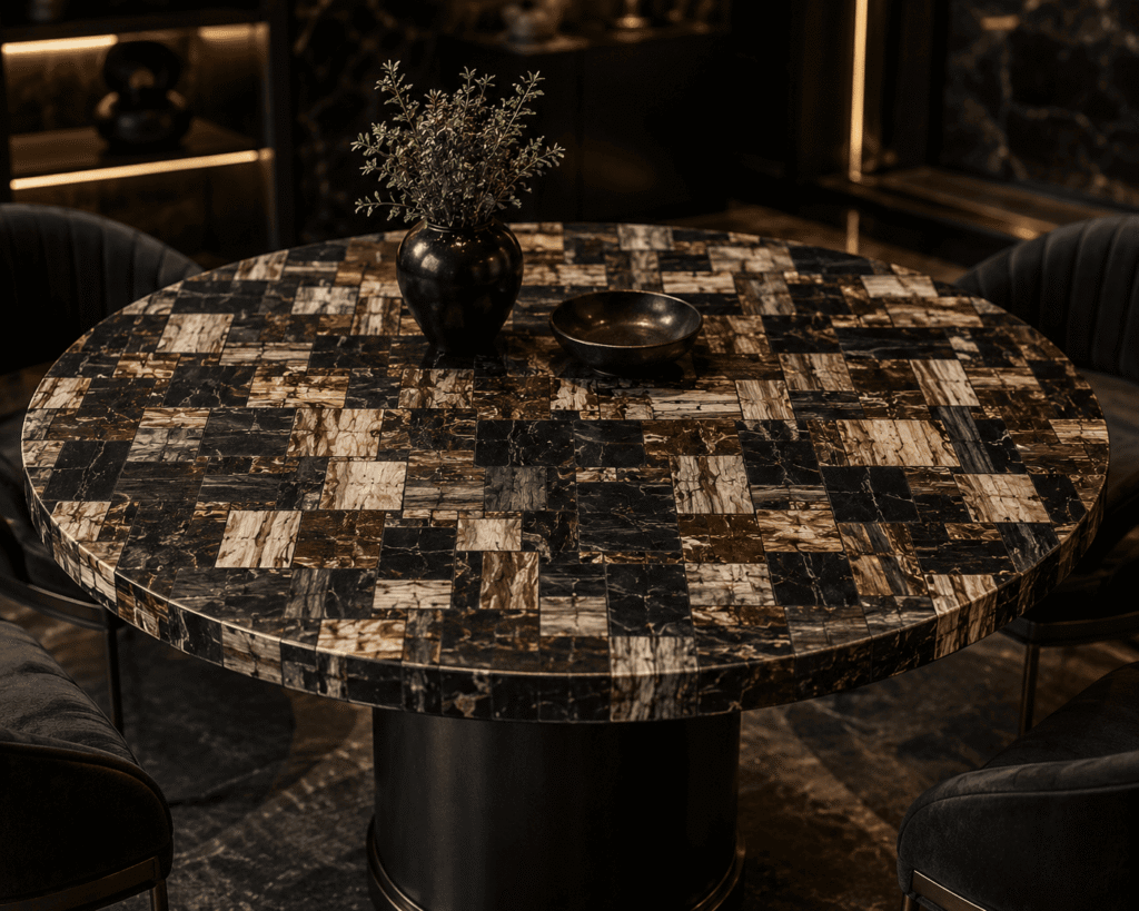 Black Petrified Retro Table Top
