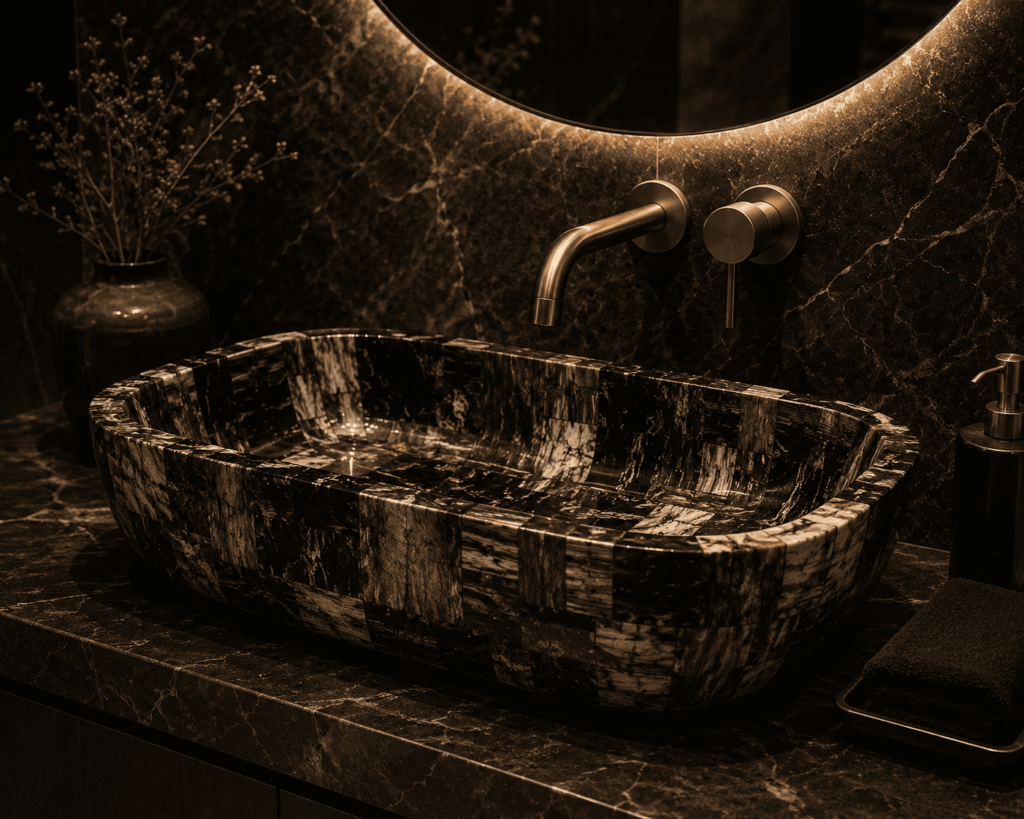 Black Petrified Retro Wash Basin