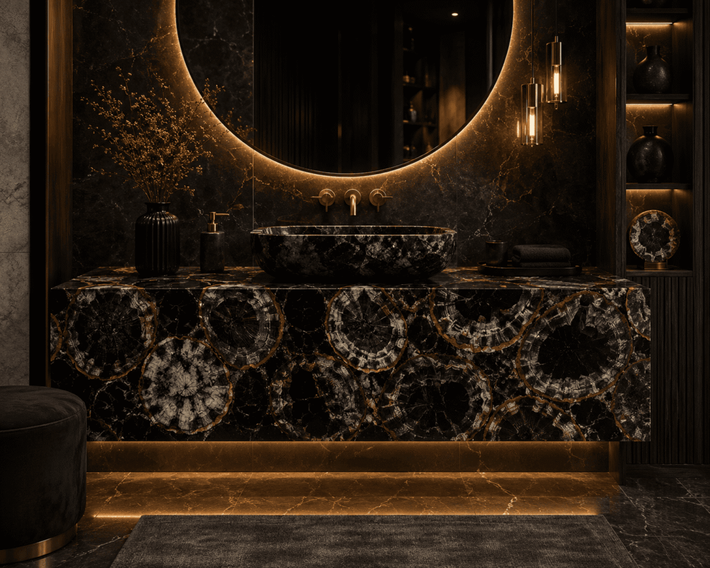 Black Petrified Wood Bathroom Vanities