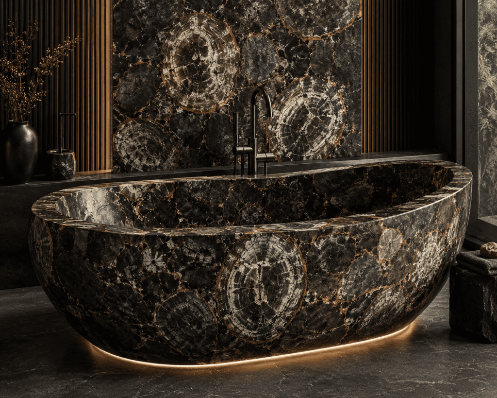Black Petrified Wood Bathtub