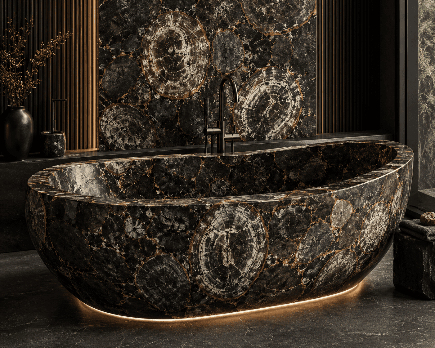 Black Petrified Wood Bathtub