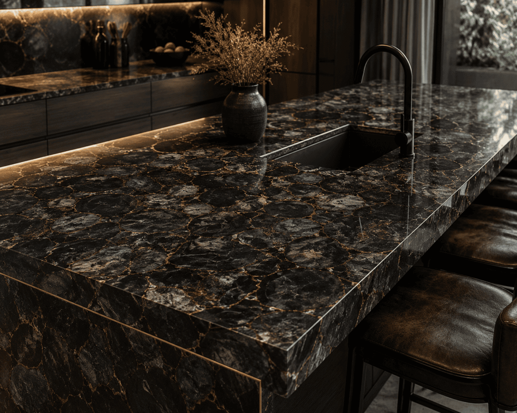 Black Petrified Wood Countertop