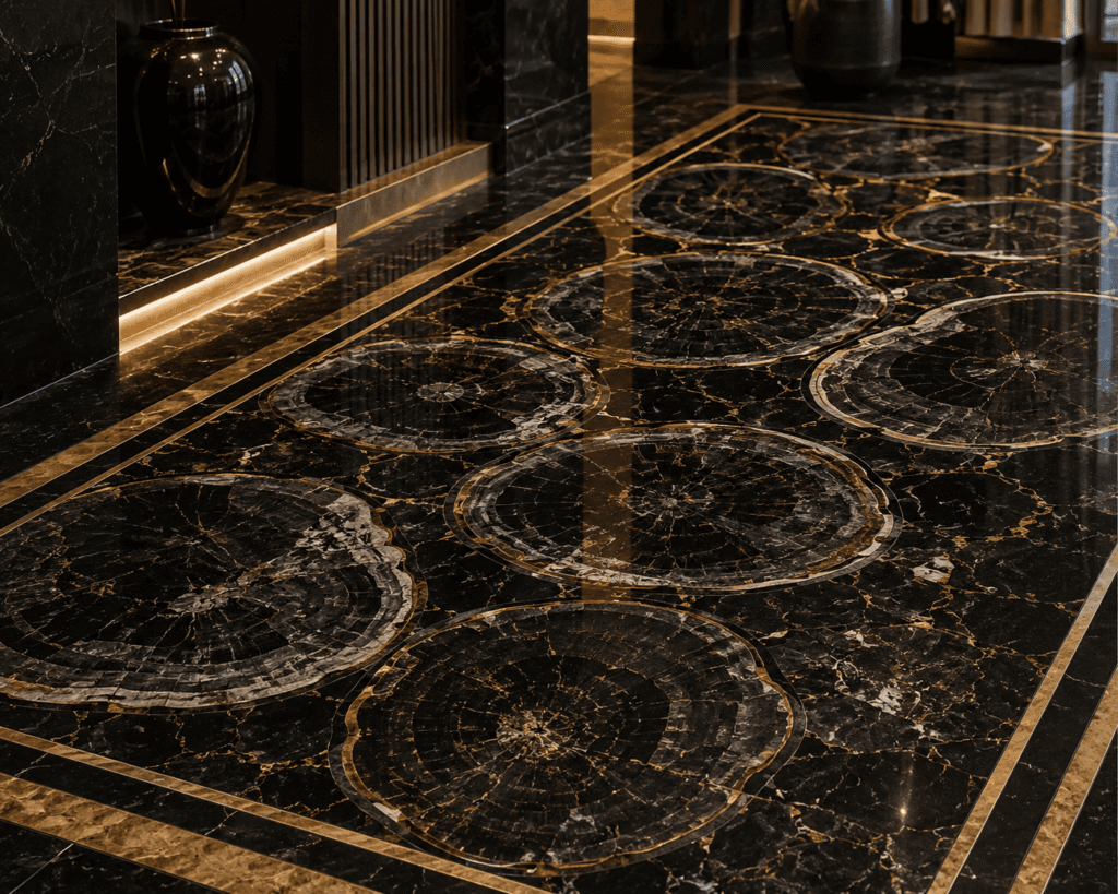 Black Petrified Wood Inlay Work