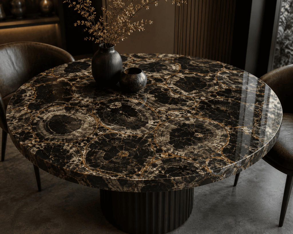 Black Petrified Wood Table Top