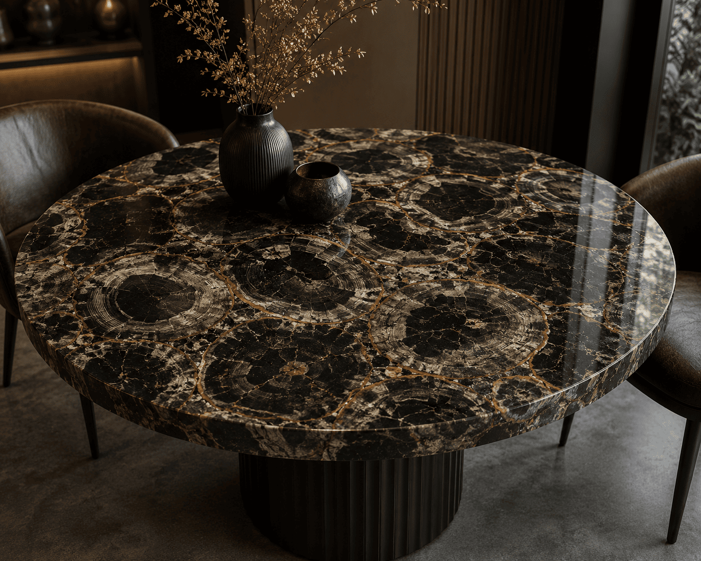 Black Petrified Wood Table Top