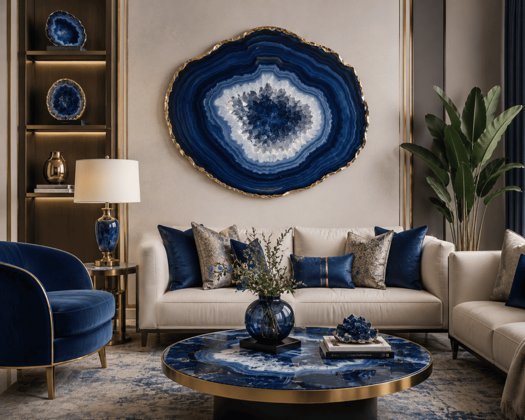 Blue Agate in Living Room Interiors