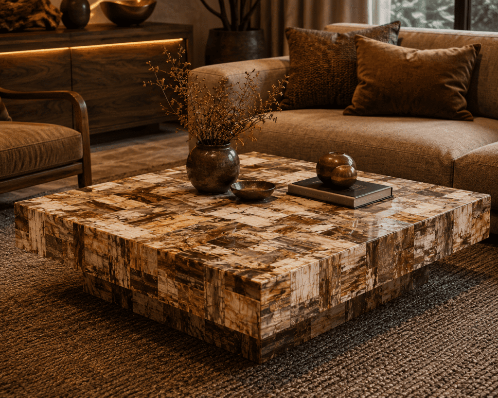Brown Petrified Retro Center Table