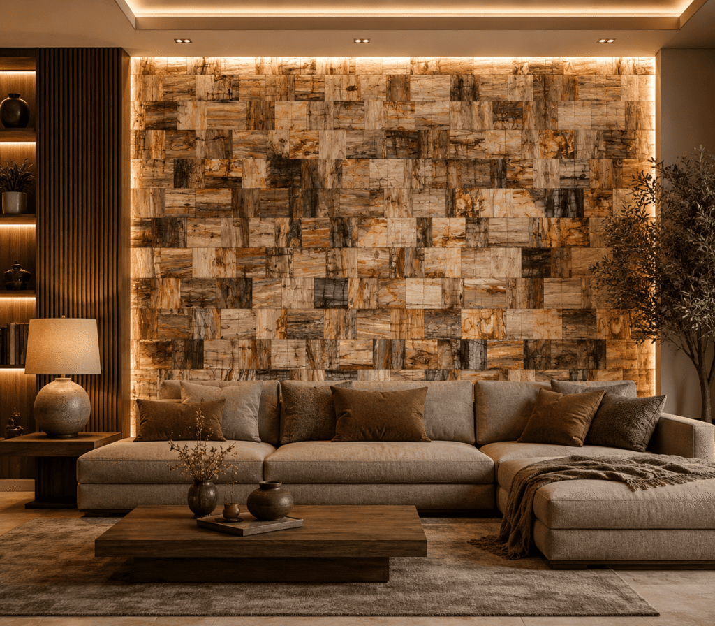 Brown Petrified Retro Living Room