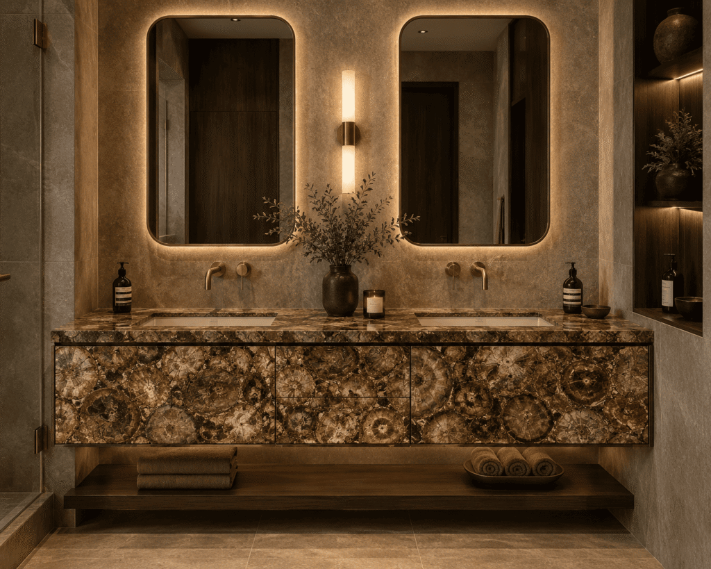 Brown Petrified Wood Bathroom Bathroom Vanities