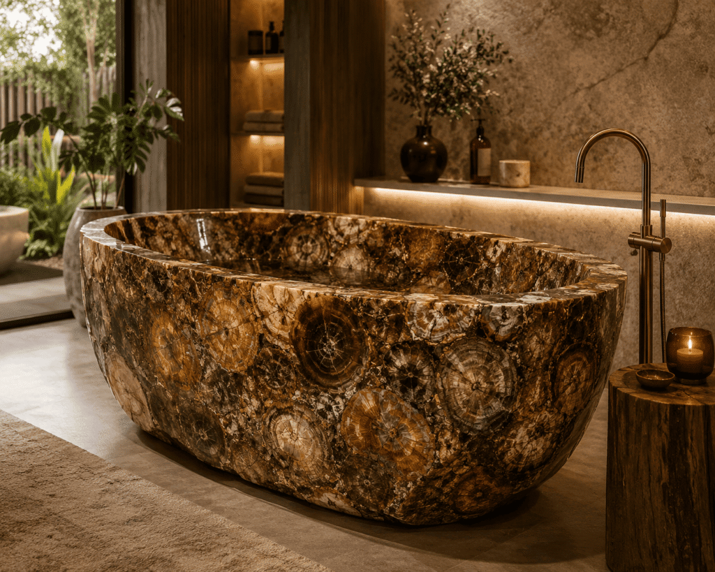 Brown Petrified Wood Bathtub