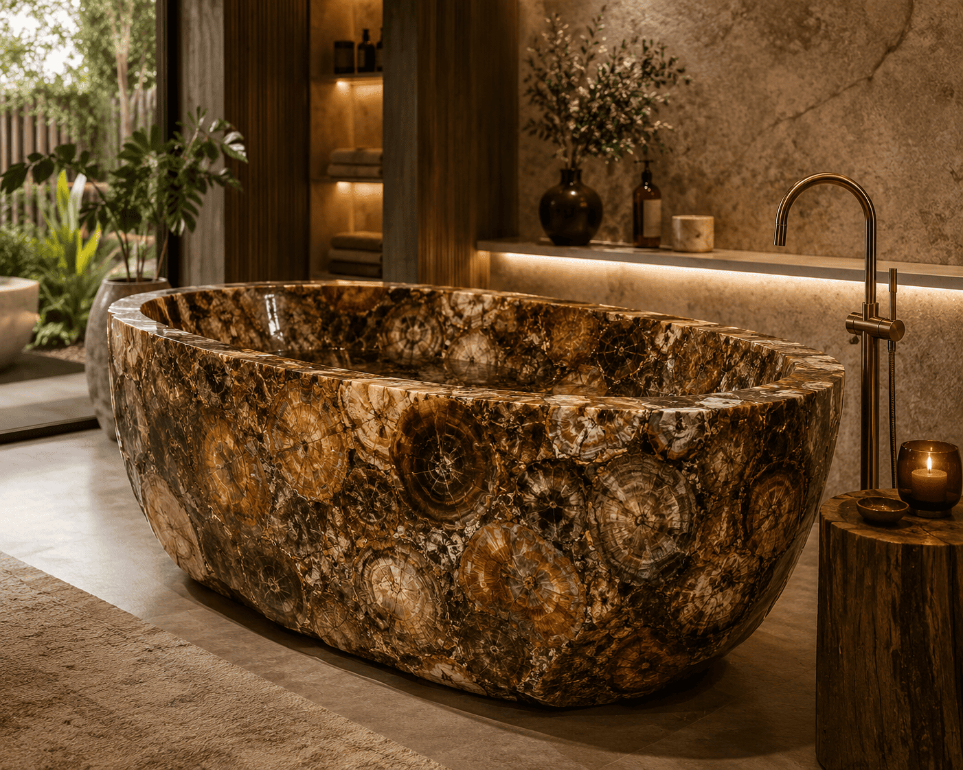Brown Petrified Wood Bathtub