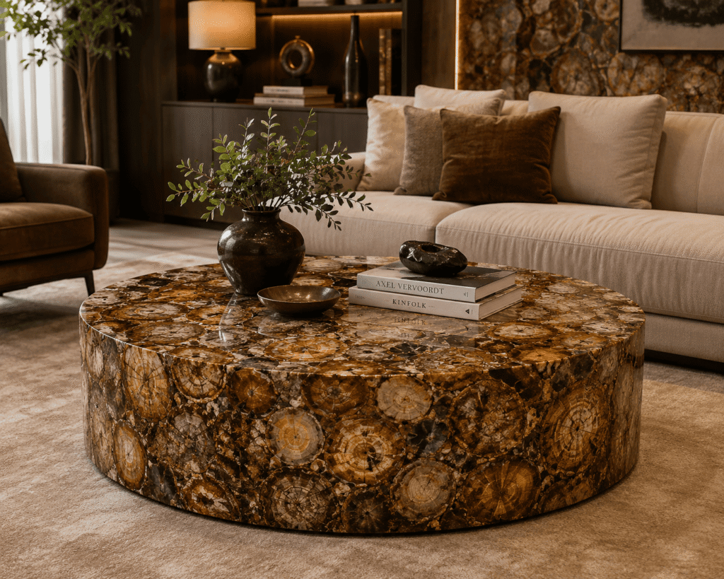 Brown Petrified Wood Center Table