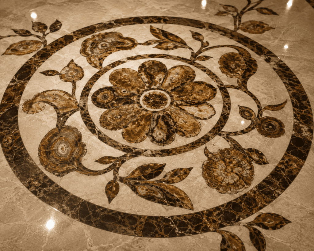 Brown Petrified Wood Inlay Work