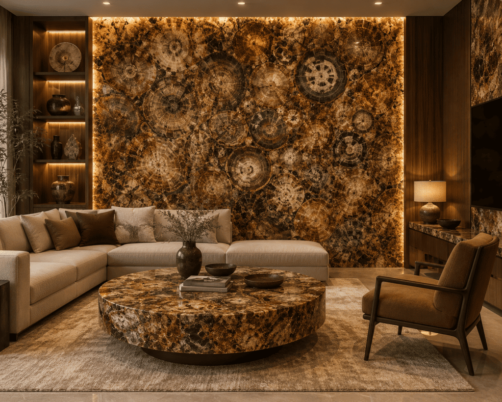 Brown Petrified Wood Living Room