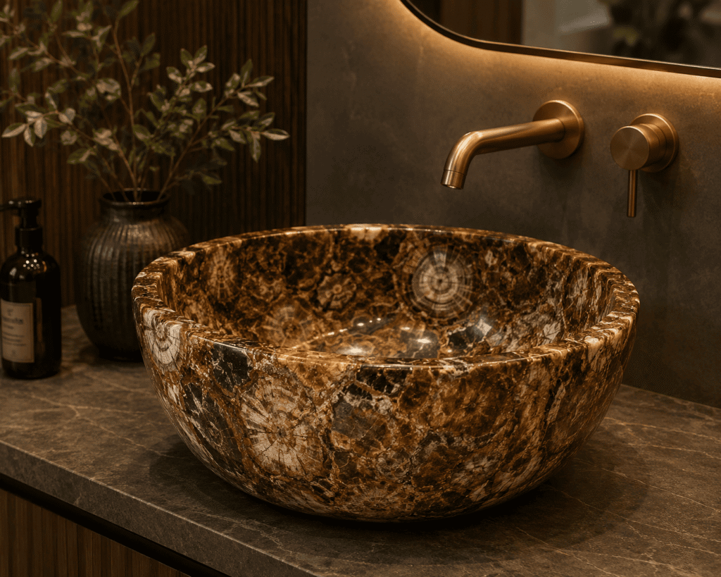 Brown Petrified Wood Wash Basin