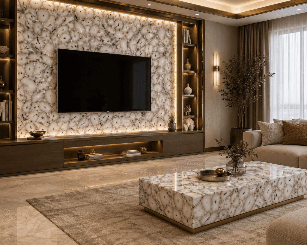 Crystal Agate in Living Room Interiors