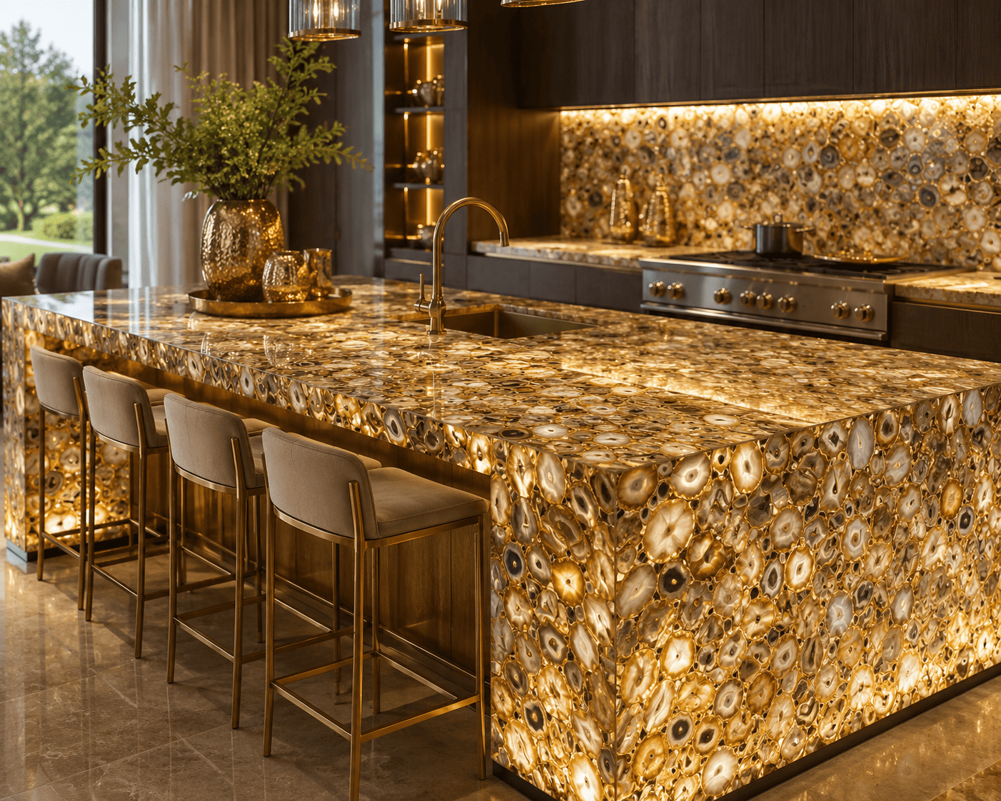Golden Agate Kitchen Island