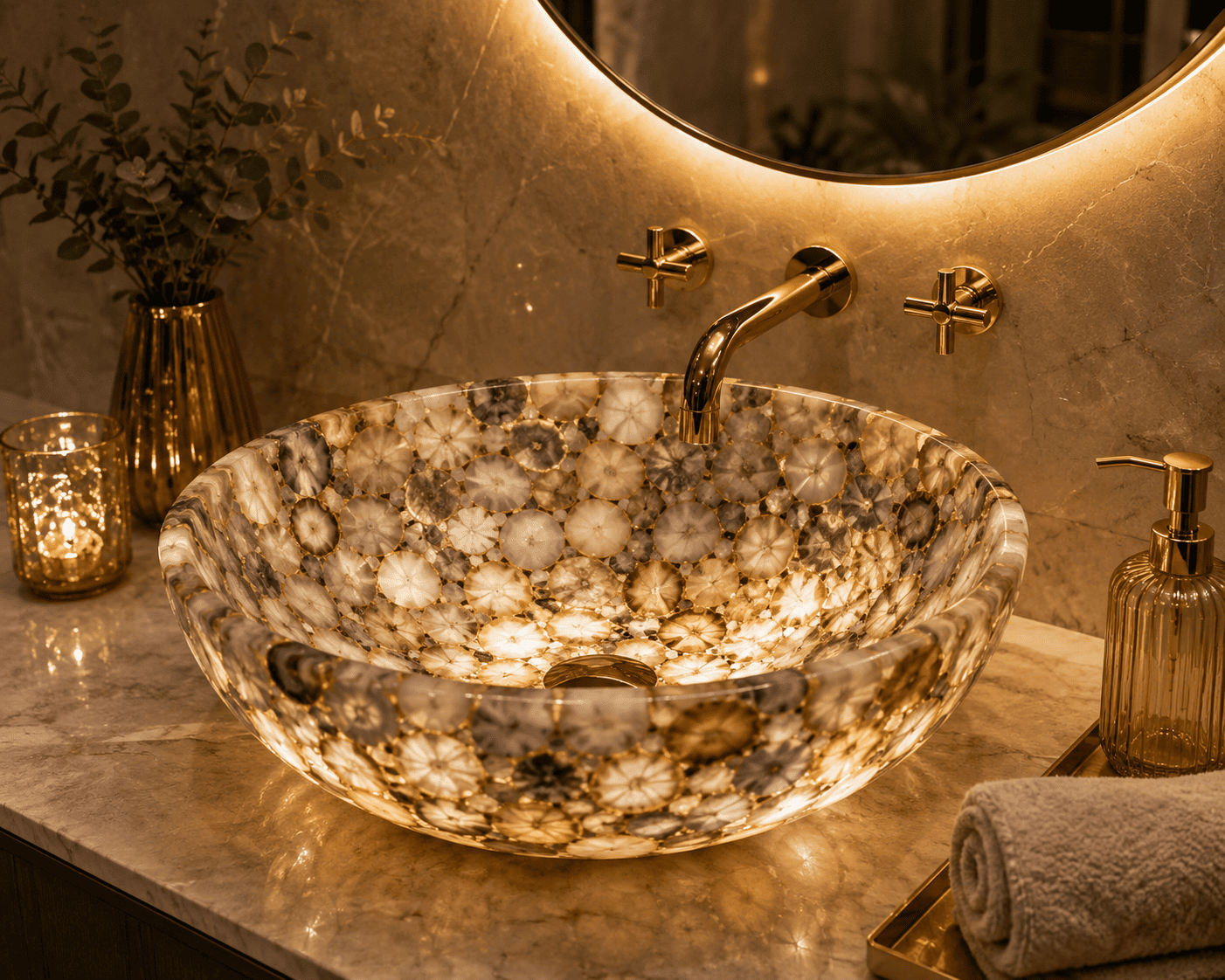 Golden Agate Wash Basin