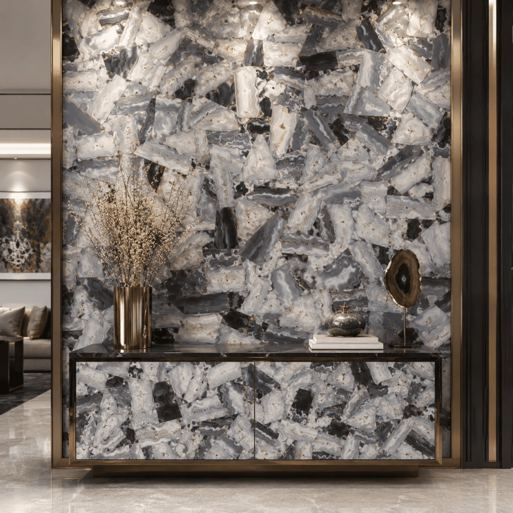 Gray Agate Inlay Work