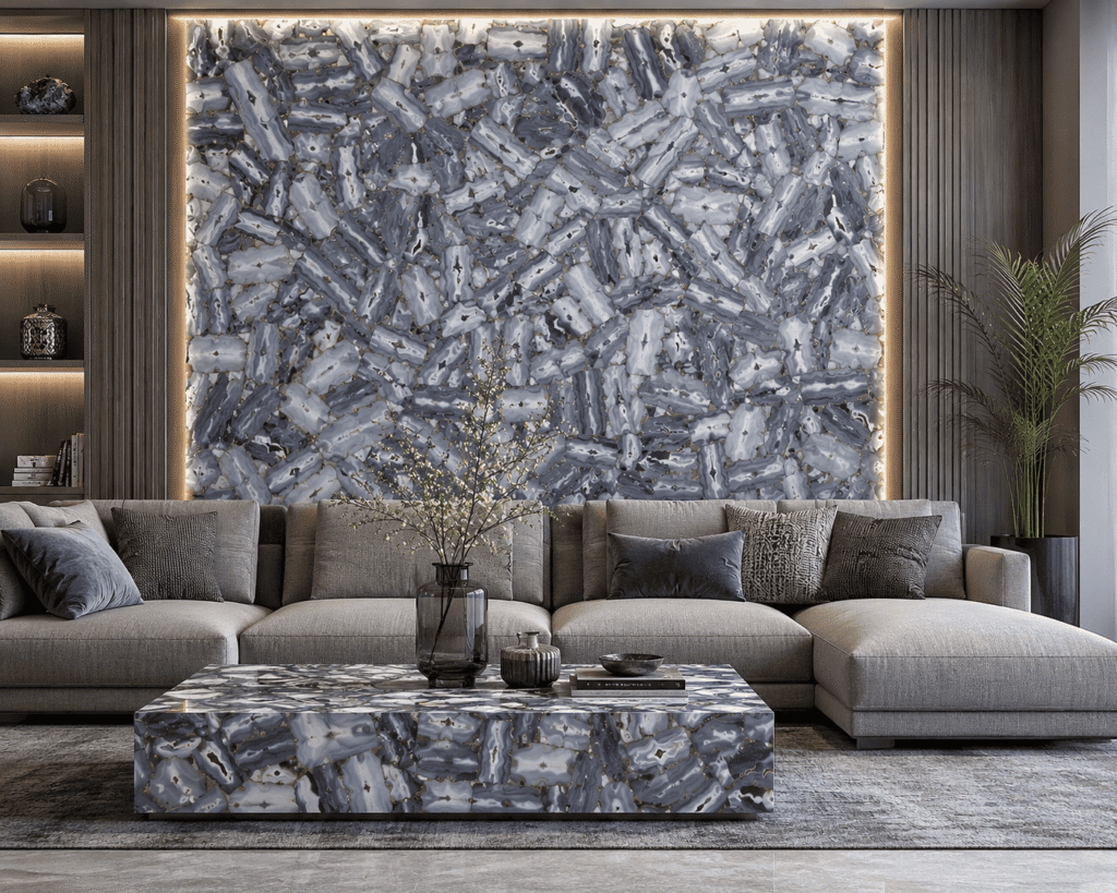 Gray Agate in Living Room Interiors