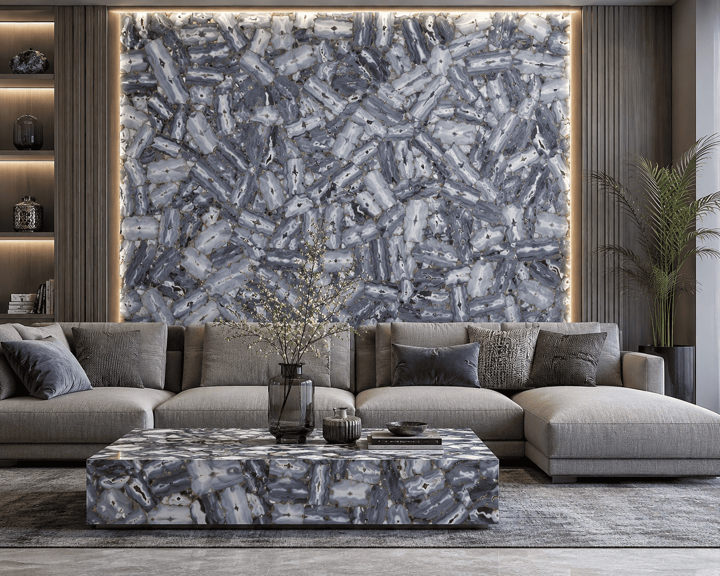 Gray Agate in Living Room Interiors