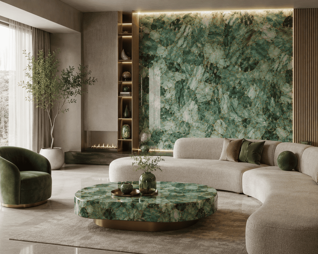 Green Agate in Living Room Interiors