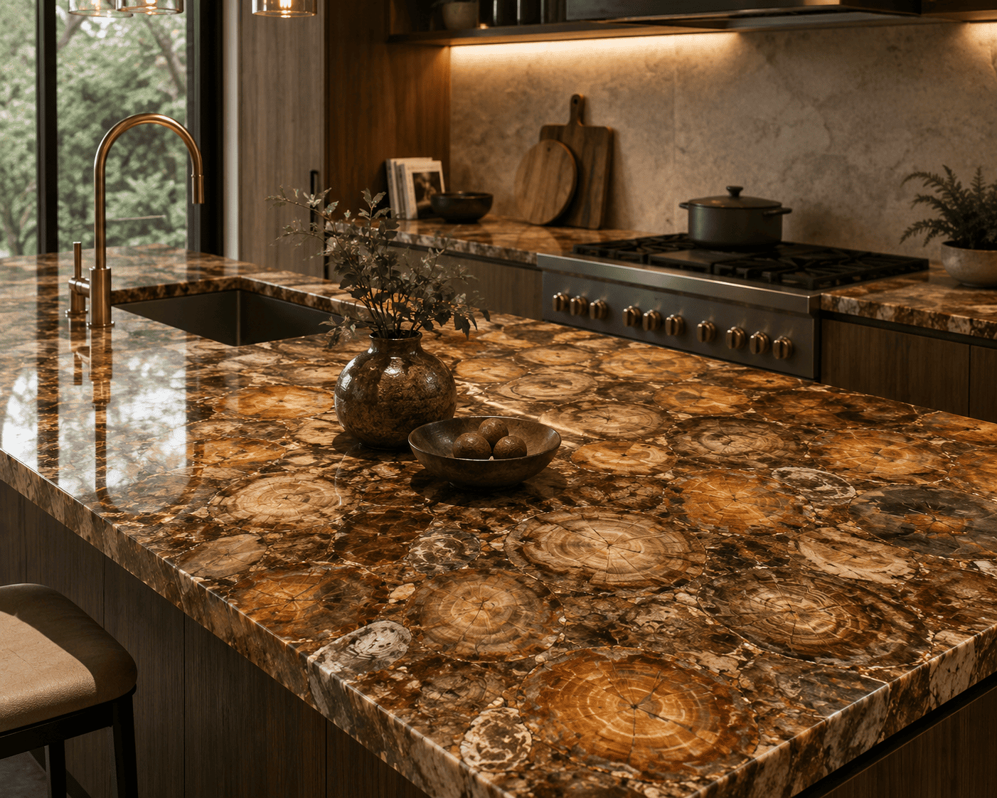 Brown Petrified Wood Countertop