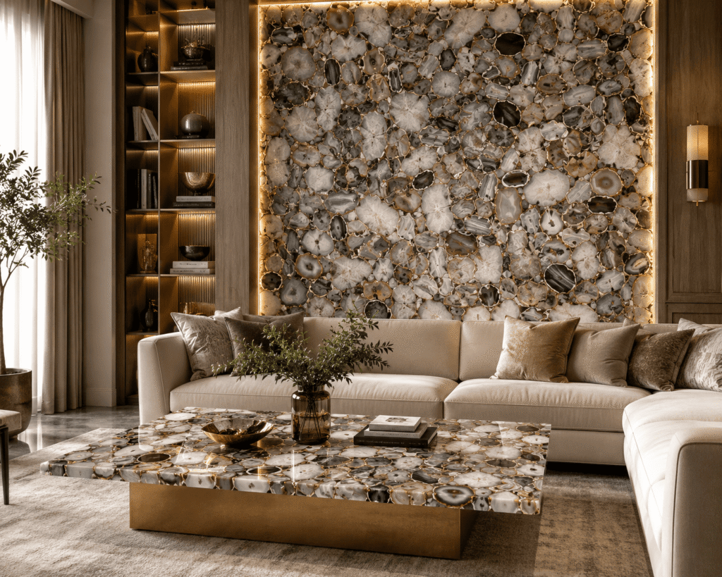 Jumble Agate in Living Room Interiors