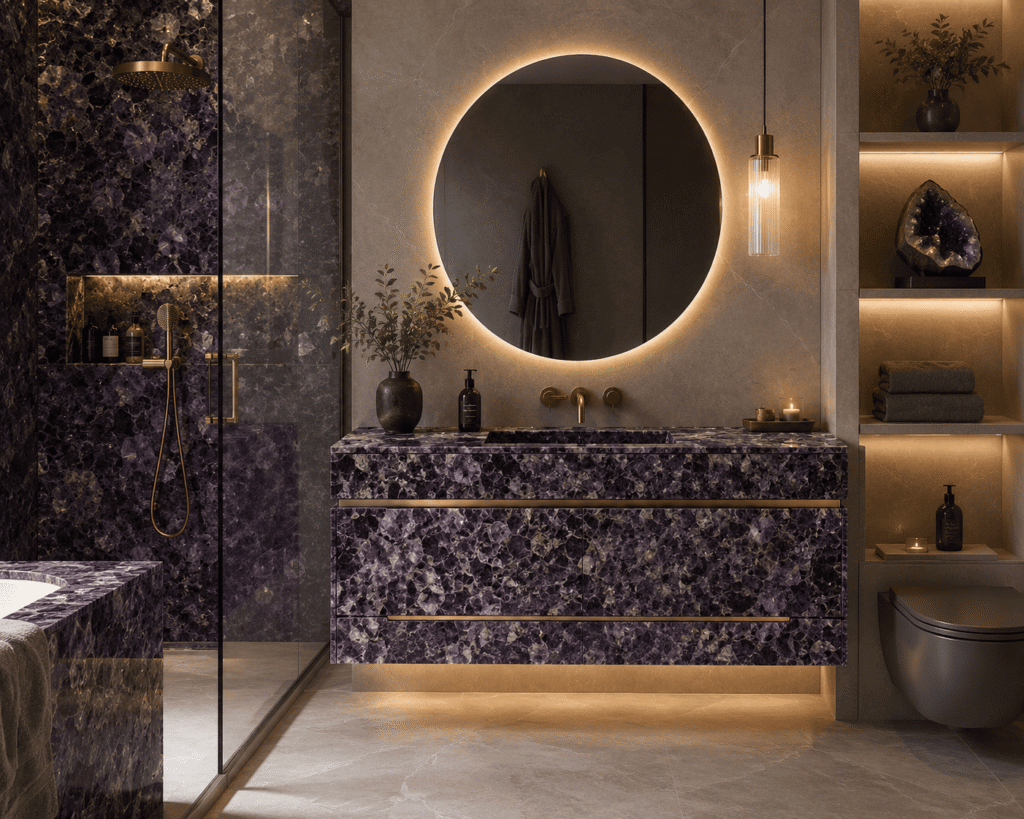 amethyst bathroom vanity top by Subh Gem Stones Kishangarh