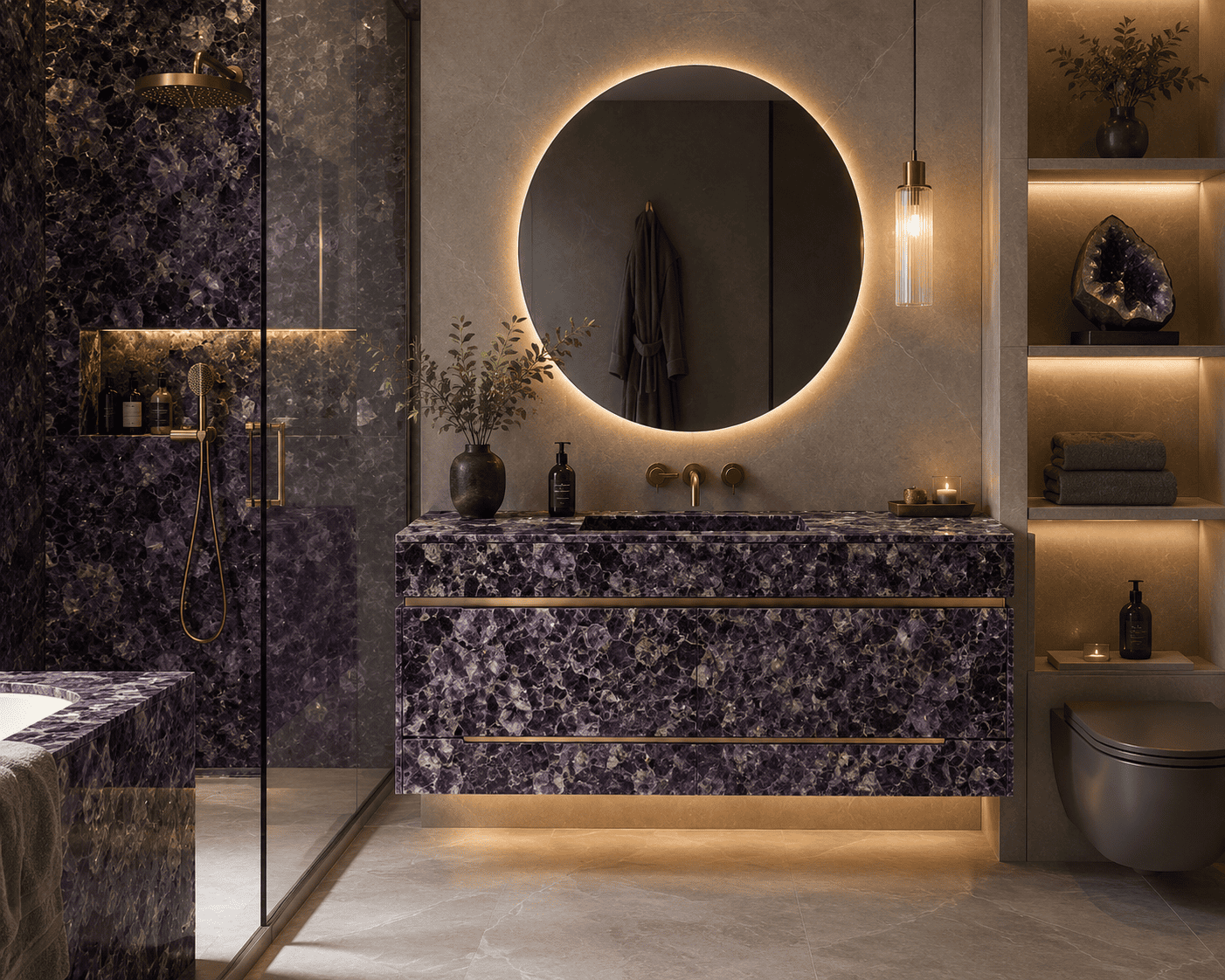 amethyst bathroom vanity top by Subh Gem Stones Kishangarh