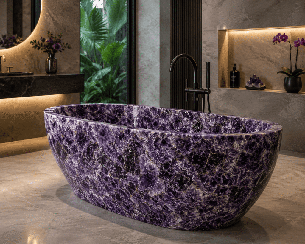 amethyst bathtub handcrafted by Subh Gem Stones Kishangarh