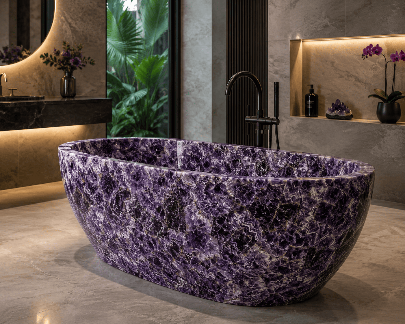 amethyst bathtub handcrafted by Subh Gem Stones Kishangarh