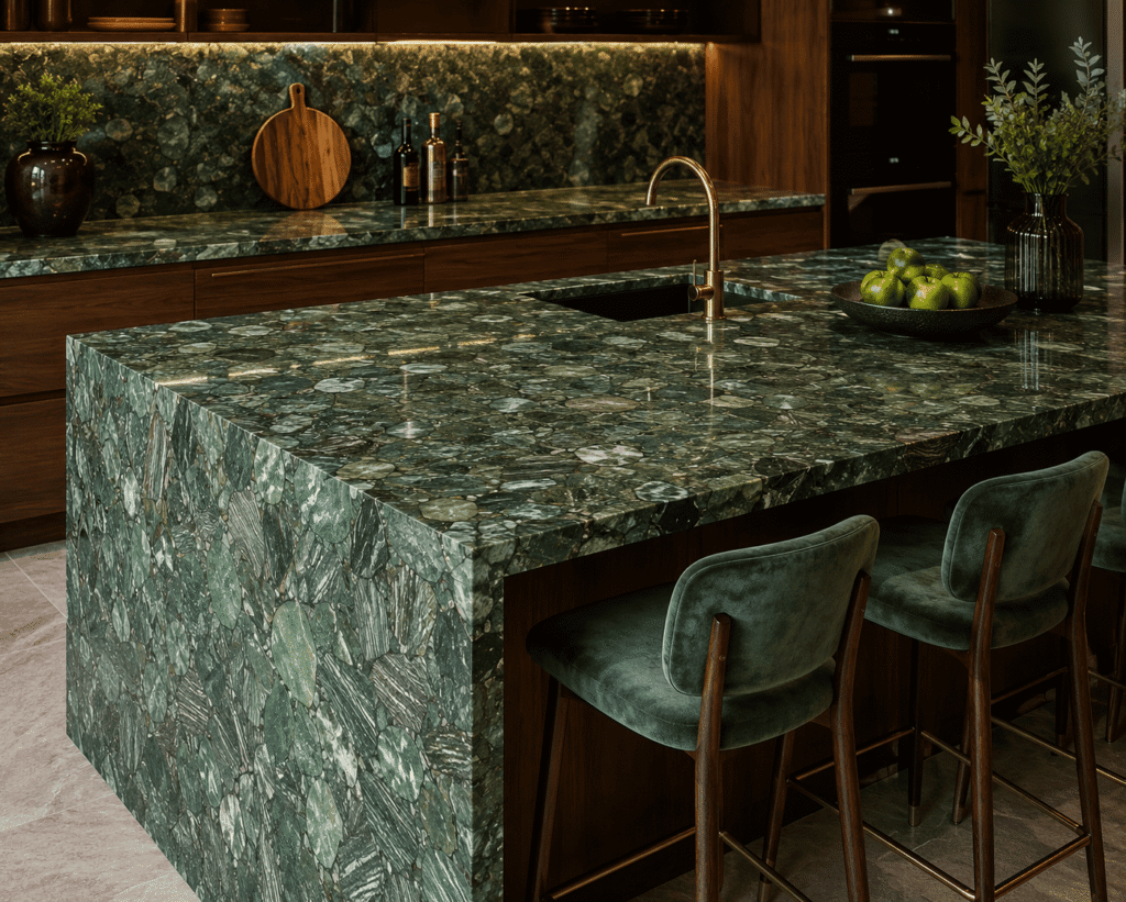 aventurine slab countertop application by Subh Gem Stones