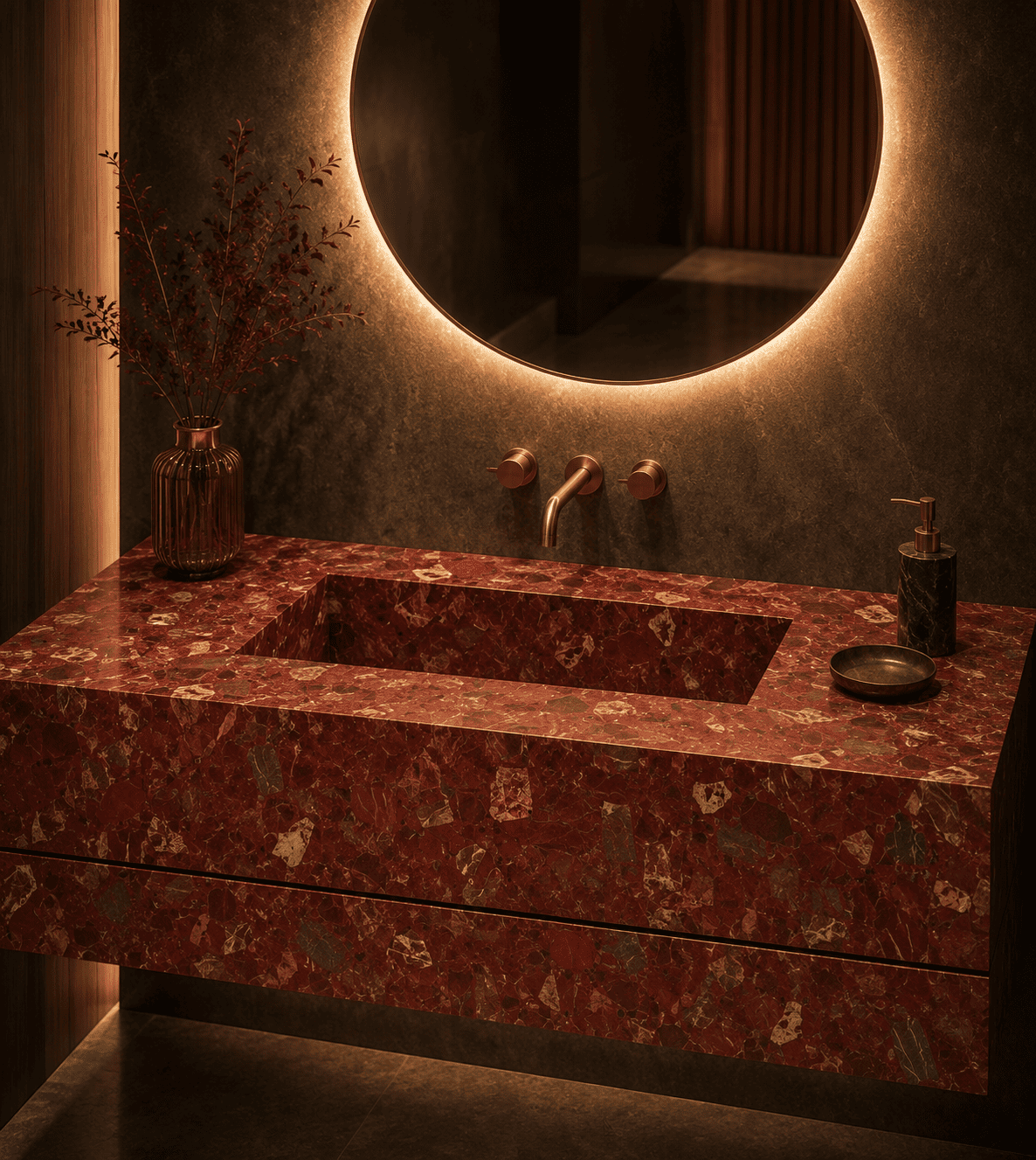 red jasper slab application by Subh Gem Stones