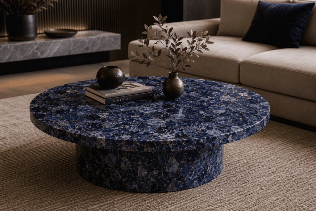 sodalite center table top by Subh Gem Stones