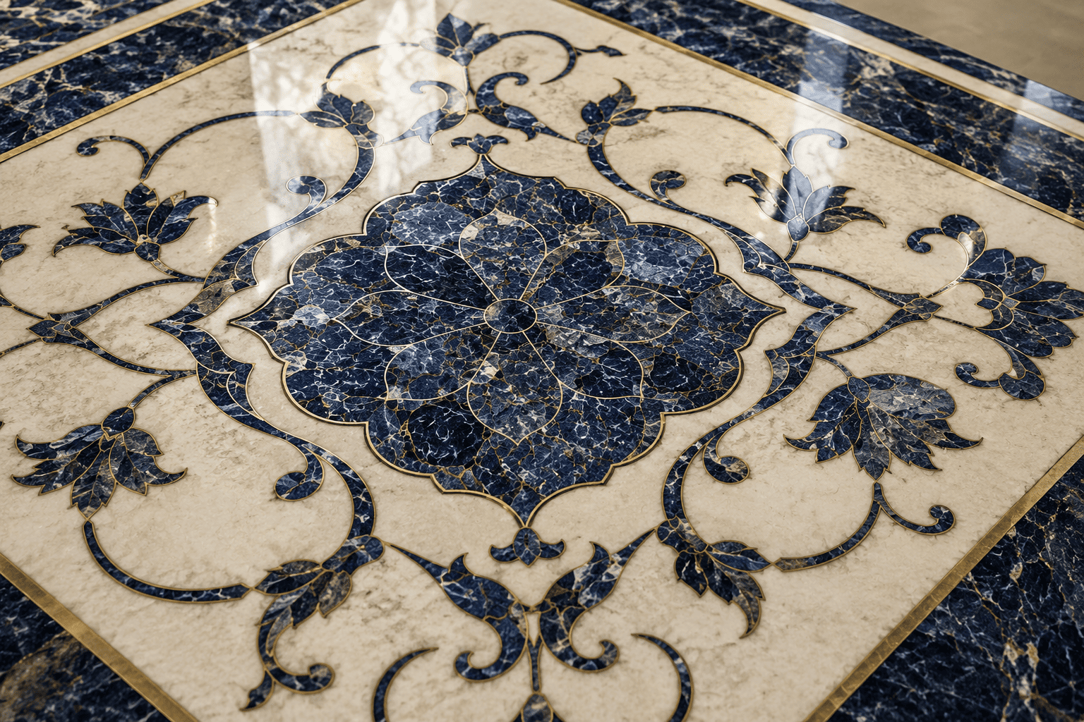 sodalite inlay work Pietra Dura by Subh Gem Stones