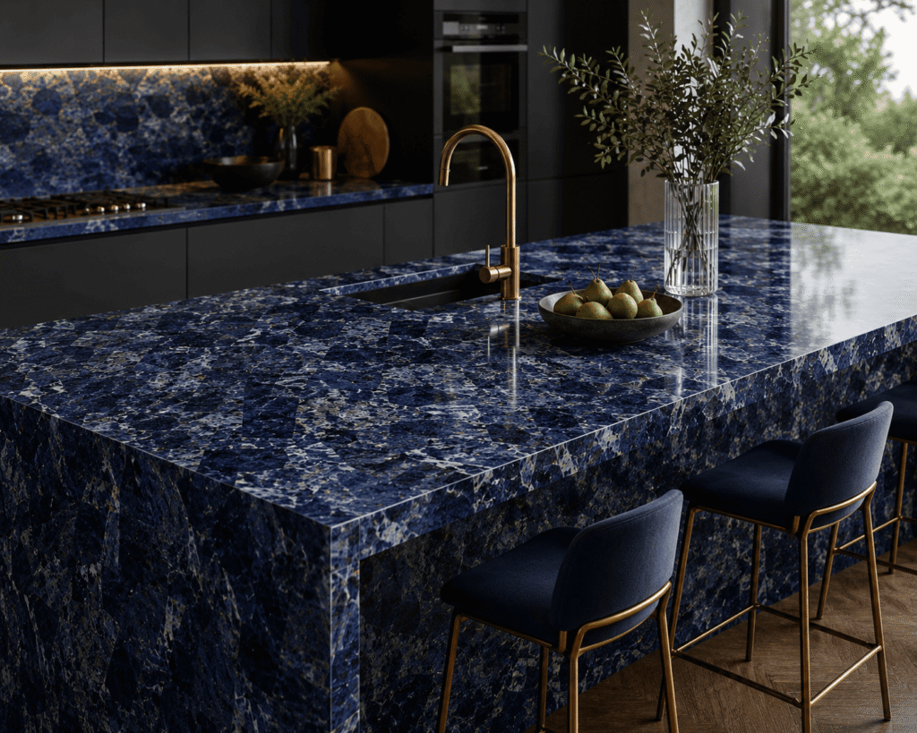 sodalite kitchen island slab from Subh Gem Stones
