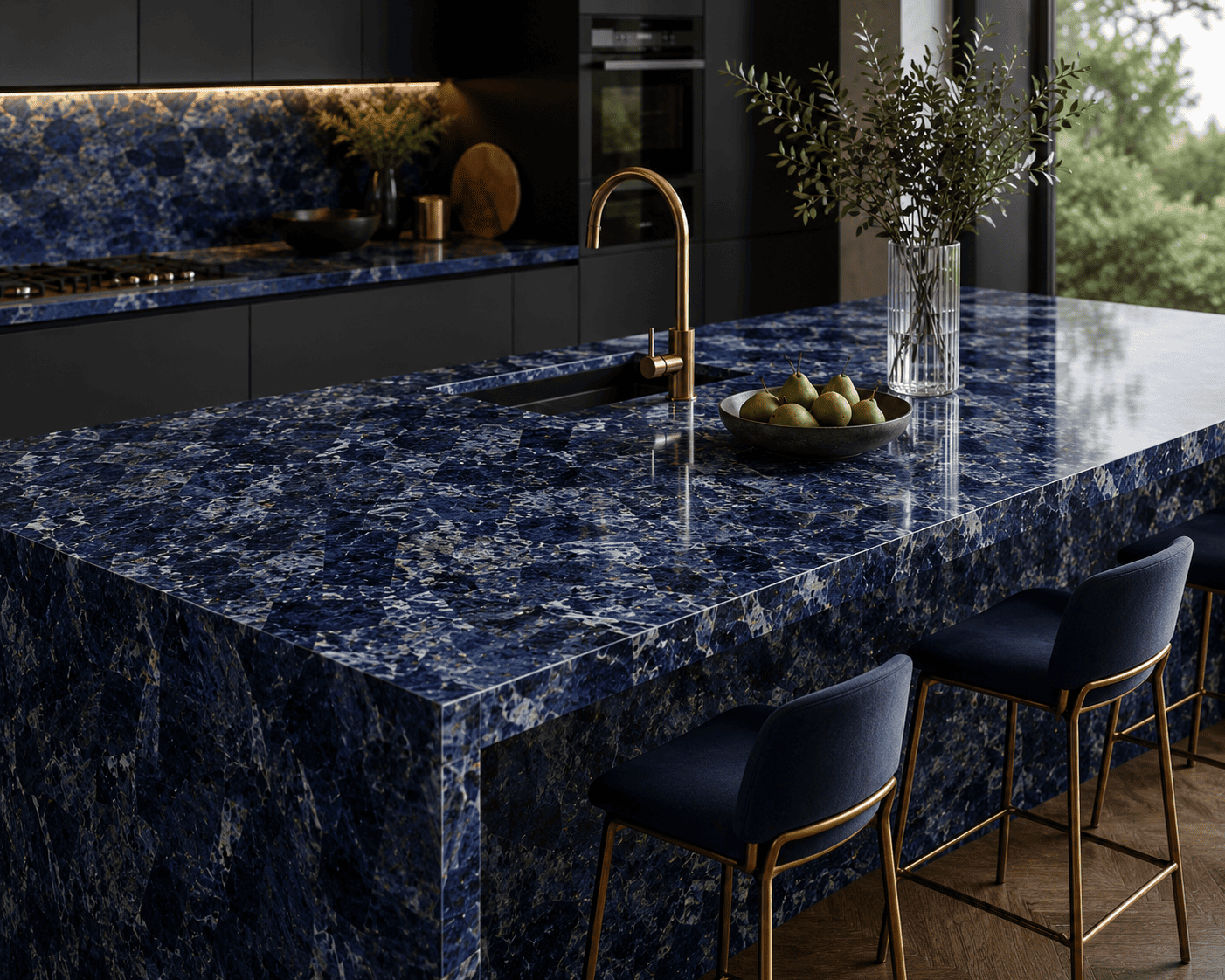 sodalite kitchen island slab from Subh Gem Stones