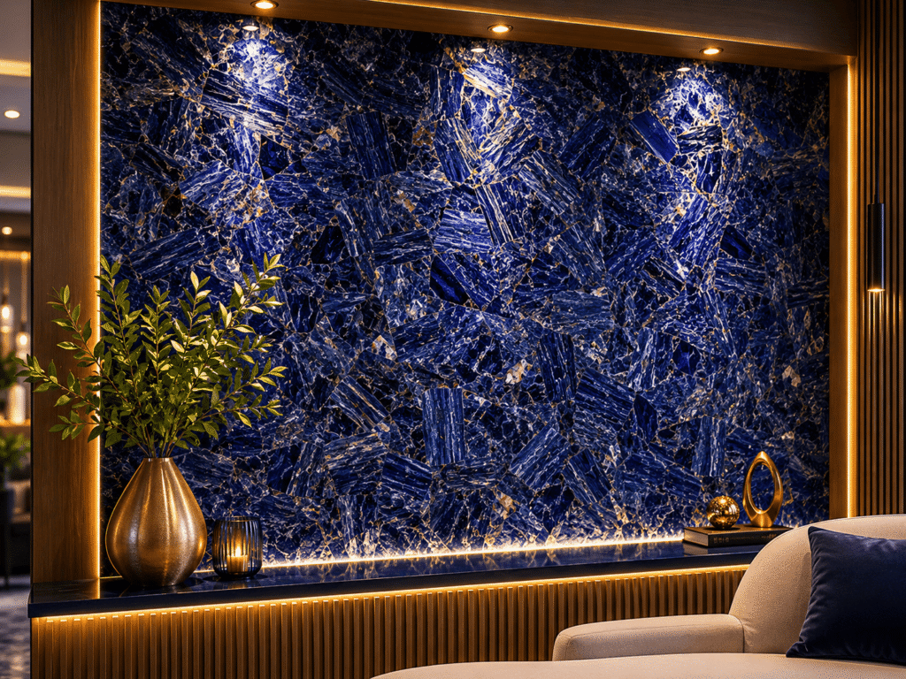 sodalite wall highlighter panel by Subh Gem Stones