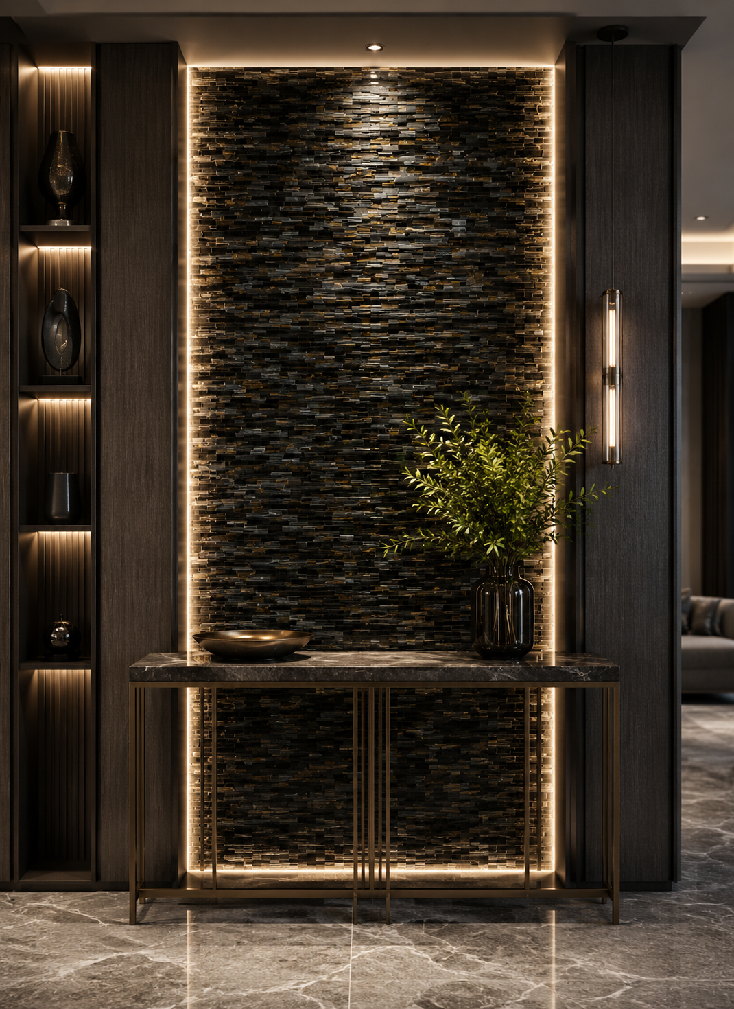 tiger eye wall highlighter panel by Subh Gem Stones Kishangarh