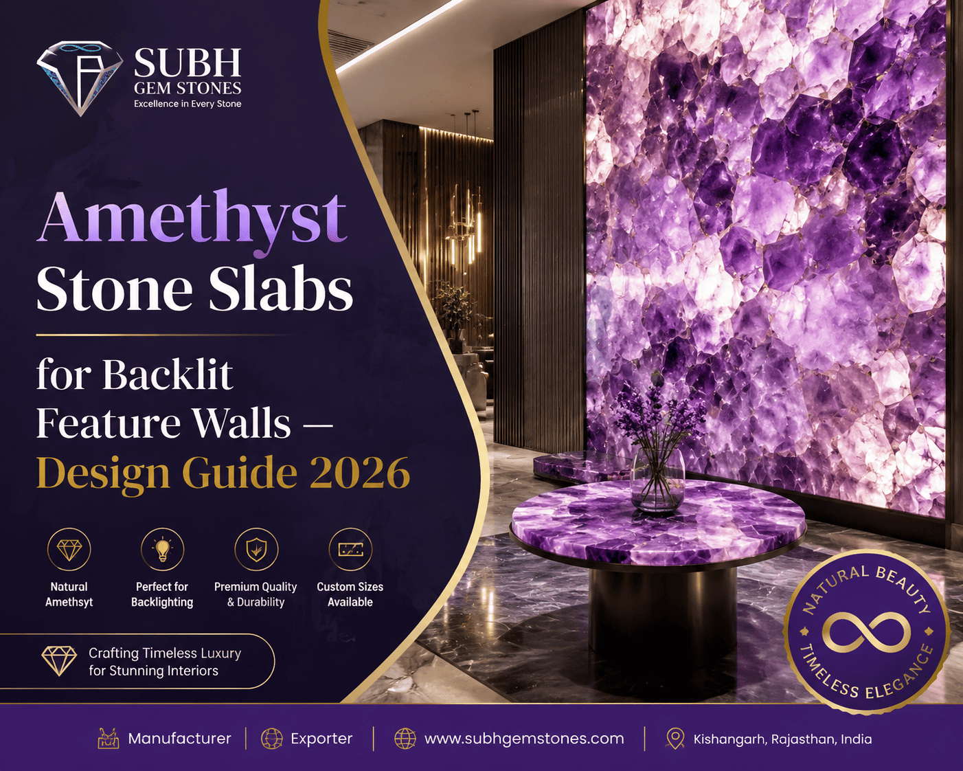 Amethyst Stone Slabs for Backlit Feature Walls Design Guide 2026