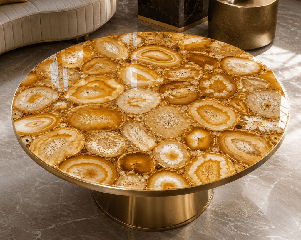 Golden Agate Table Top By Subh Gem Stones