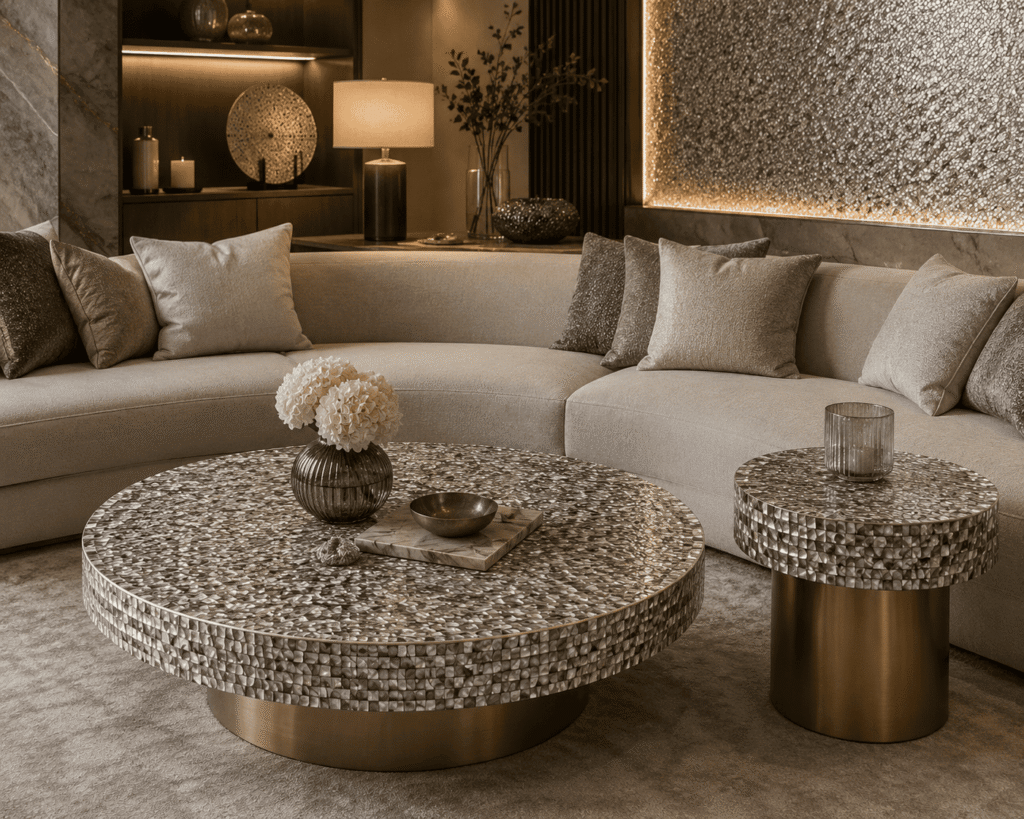 Mother of Pearl center table or round coffee table