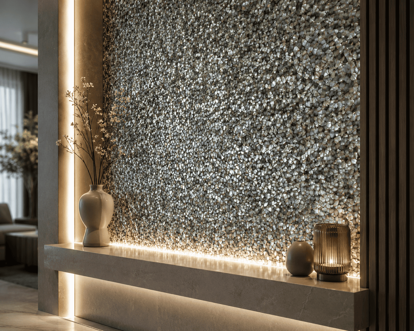 Mother of Pearl feature wall or accent wall panel